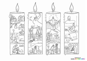 Advent Candles with Biblical Scenes