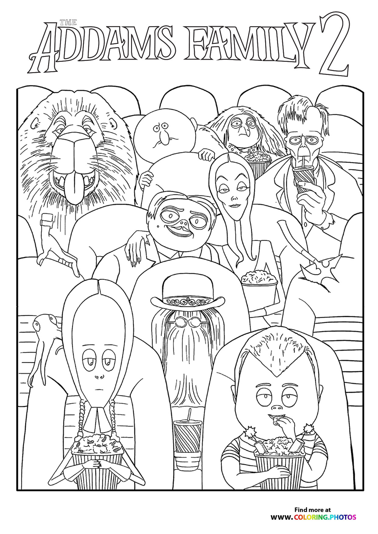 The Addams Family 2 in theatre coloring page