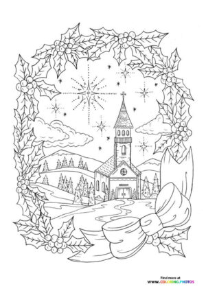 Advent Church with Holly Wreath