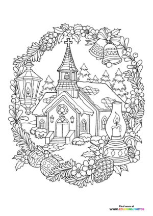 Christmas Chapel in a Wreath