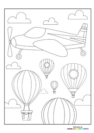 Airplane flying with air balloons