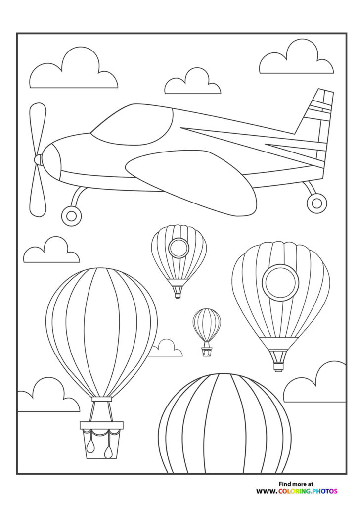 Airplane flying with air balloons