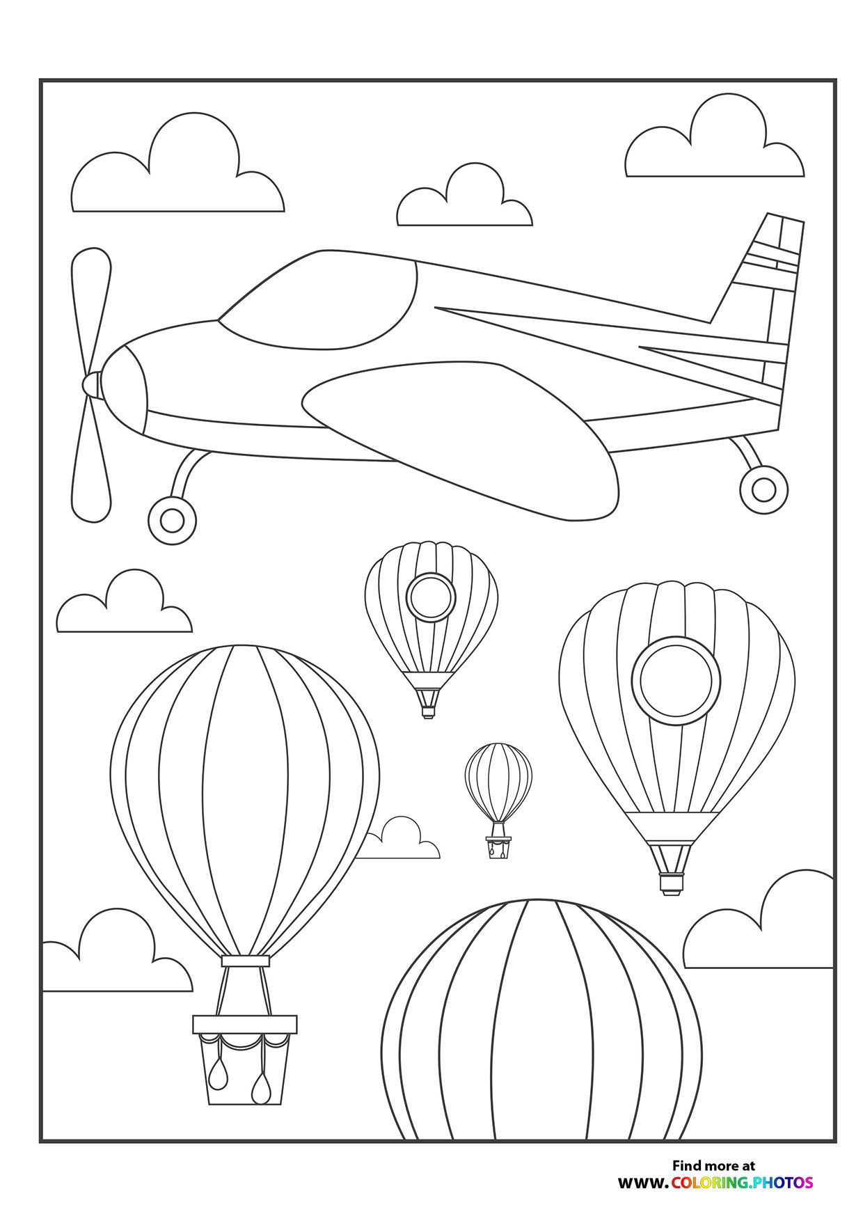 Airplane flying with air balloons