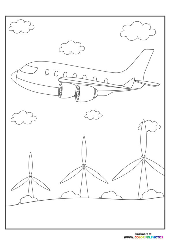 Airplane over the windmills