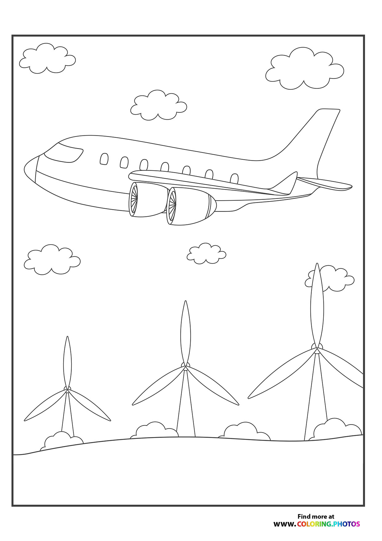 Airplane over the windmills