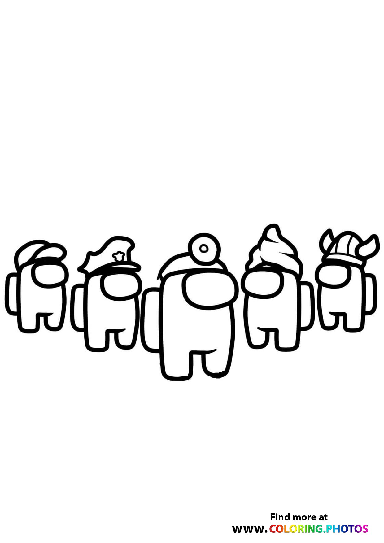 Among Us 5 characters coloring page