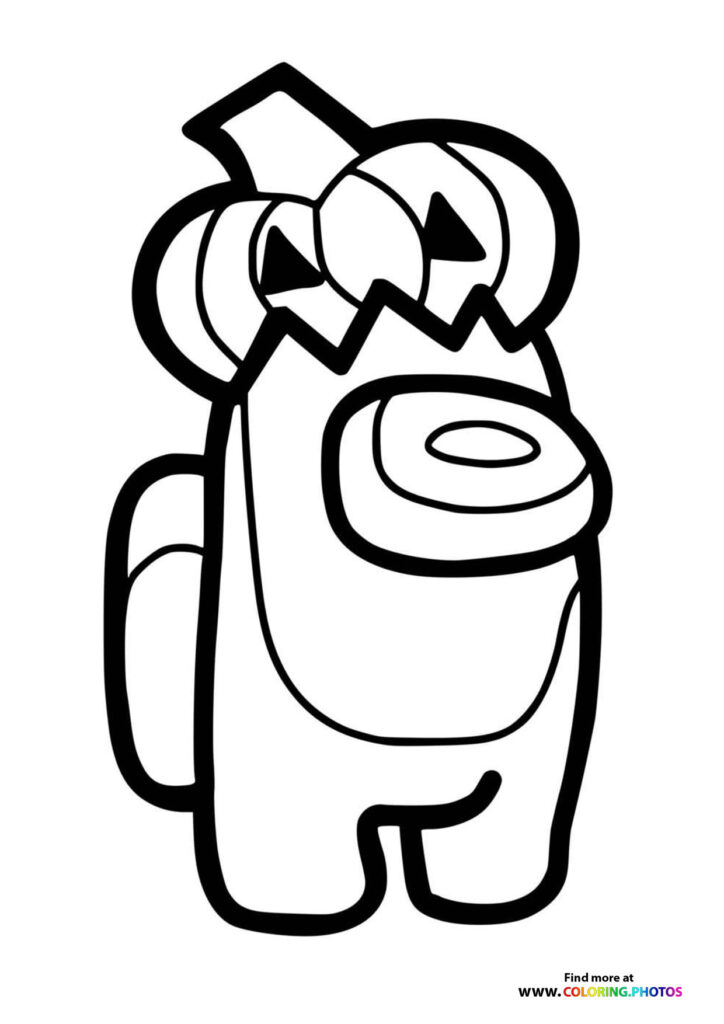 Amonng Us Halloween pumpkin character coloring page