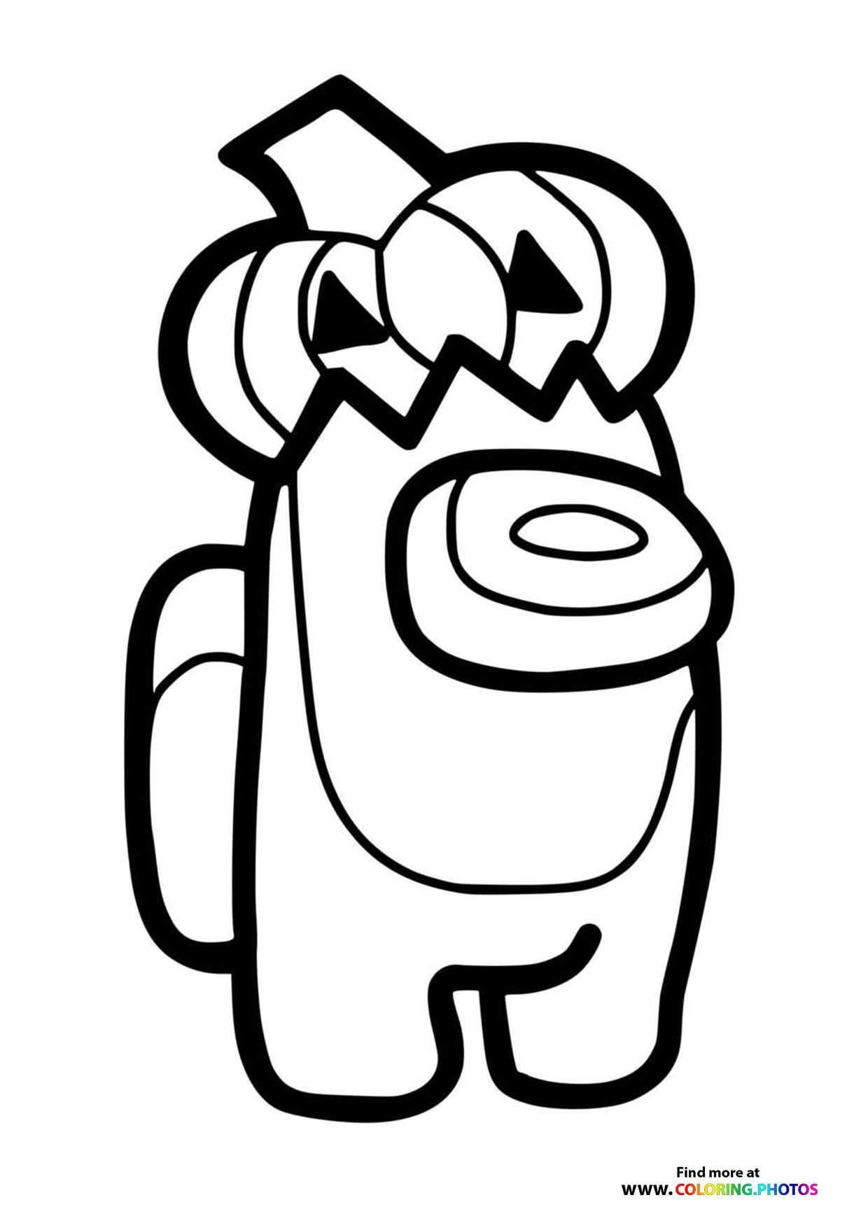 Amonng Us Halloween pumpkin character coloring page