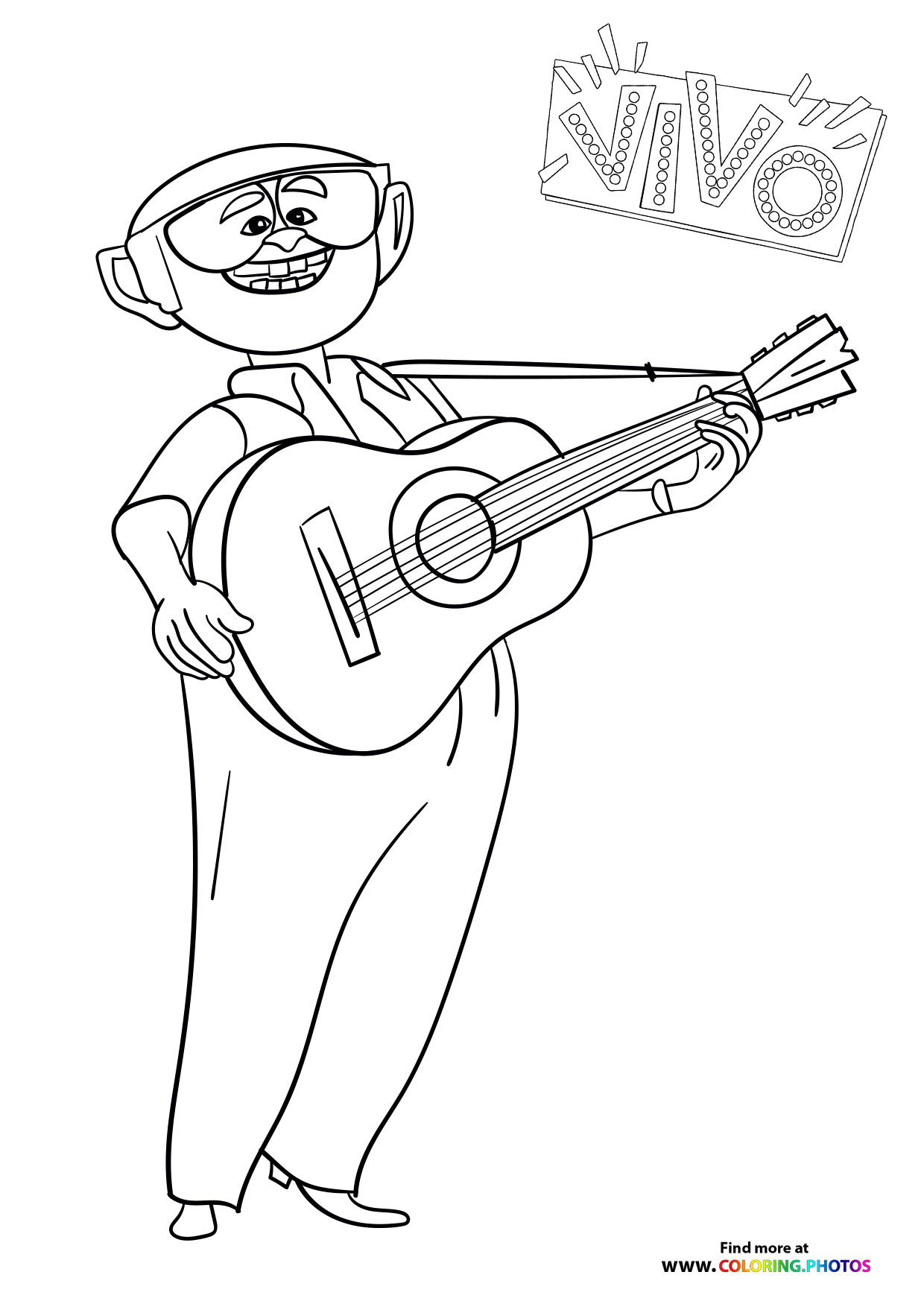 Andres playing guitar coloring page
