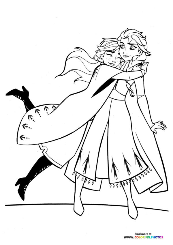 Anna hugging Elsa