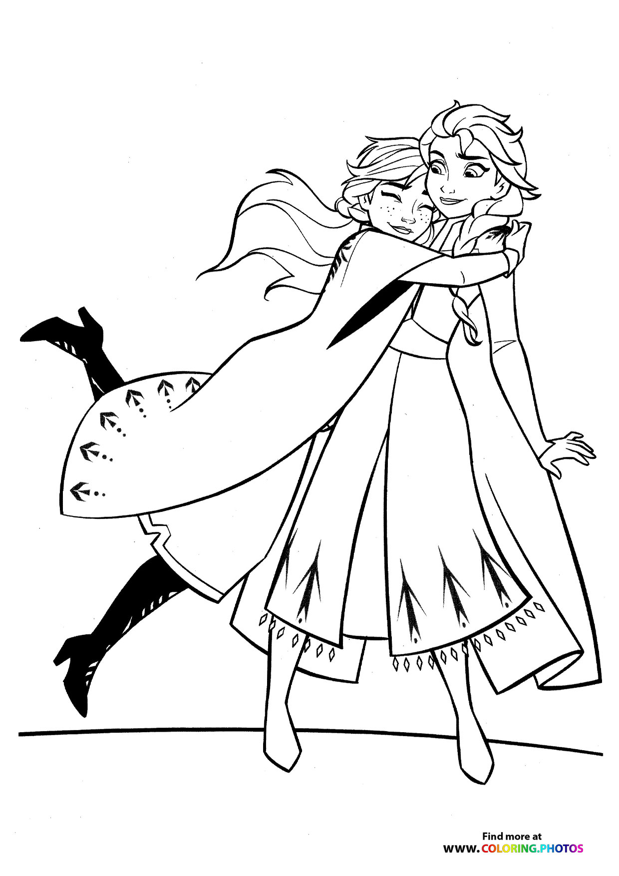 Anna hugging Elsa