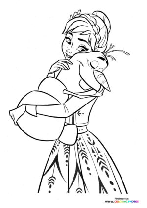 Olaf hugging Anna