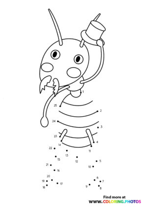 Ant with a hat dot the dots