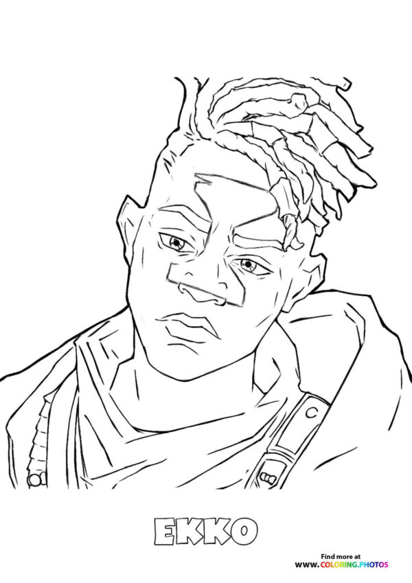 Arcane Ekko portrait coloring page