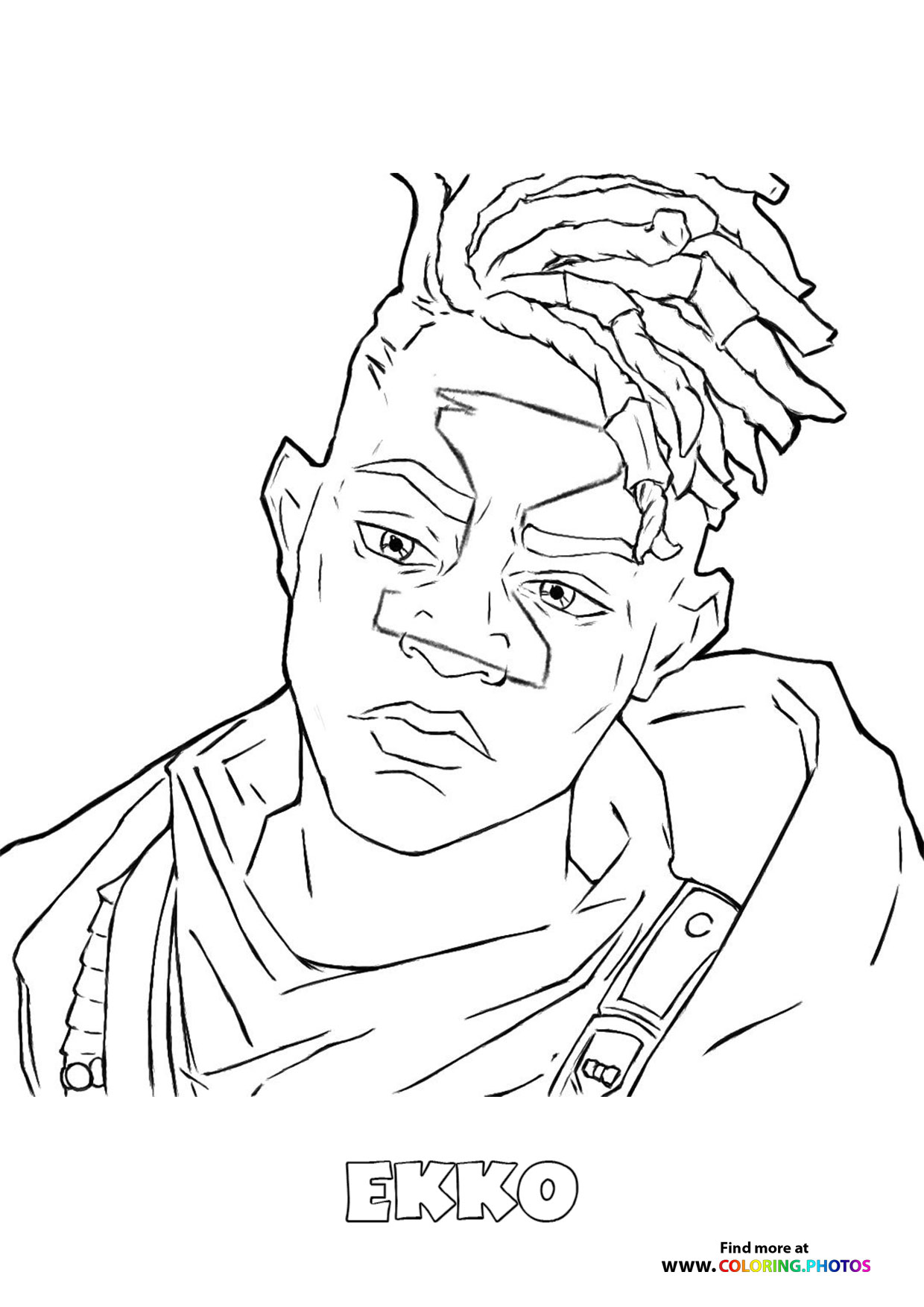 Arcane Ekko portrait coloring page