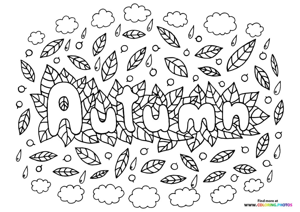 Autumn leaf text coloring page