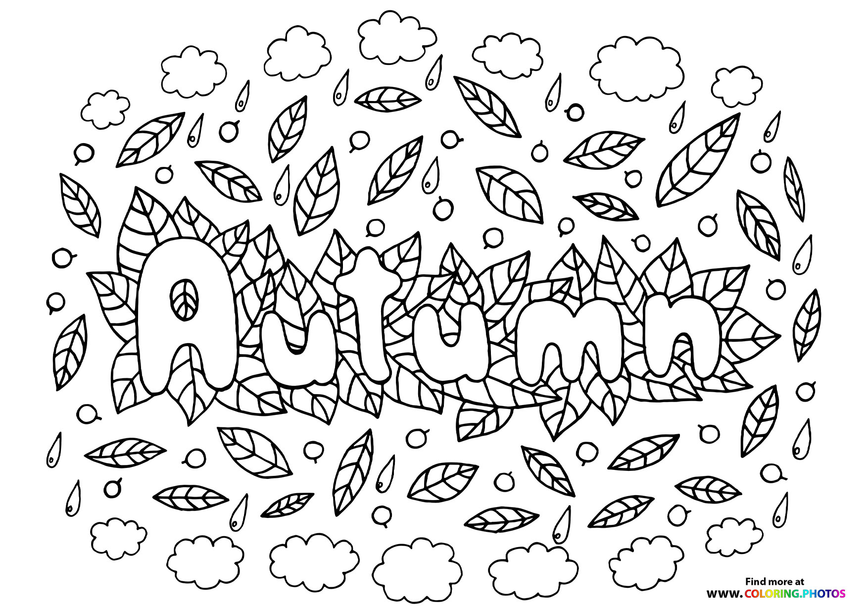 Autumn leaf text coloring page