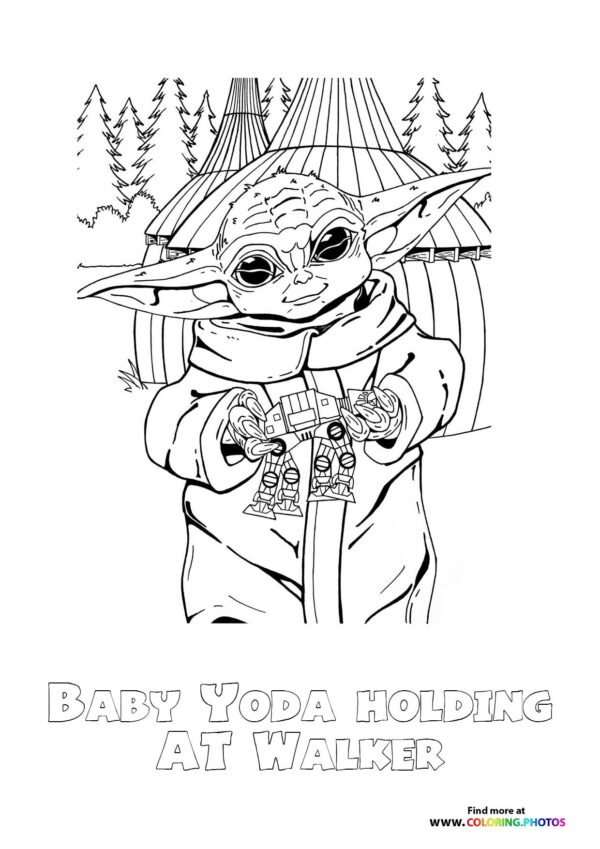 Baby Yoda with a AT AT Walker