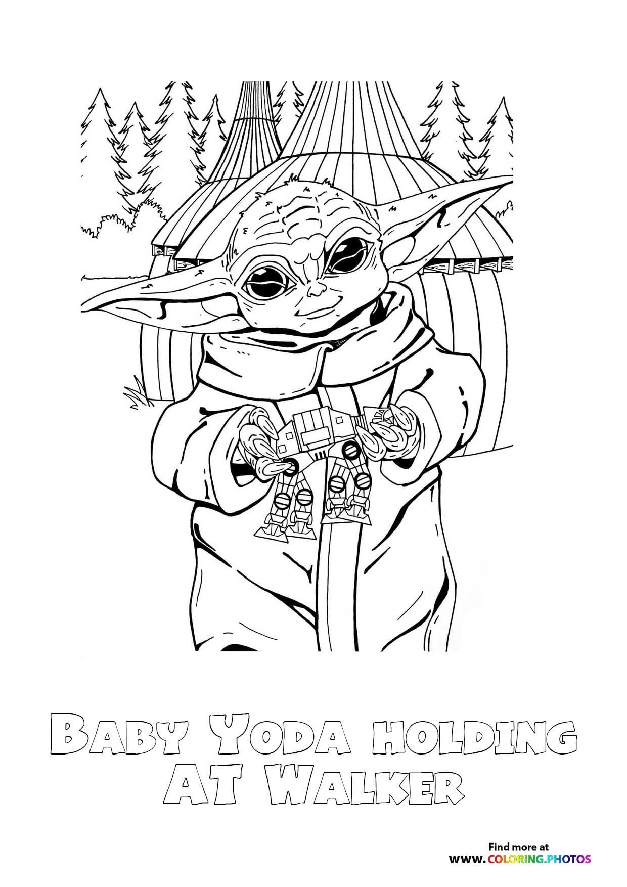 Baby Yoda with a AT AT Walker