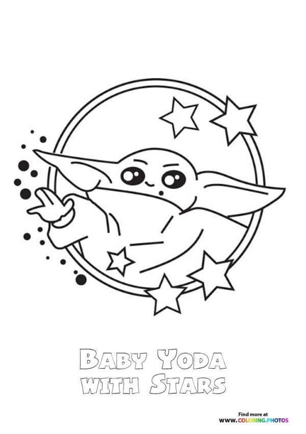 Baby Yoda with stars