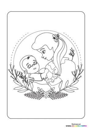 Mother and Baby in Floral Wreath