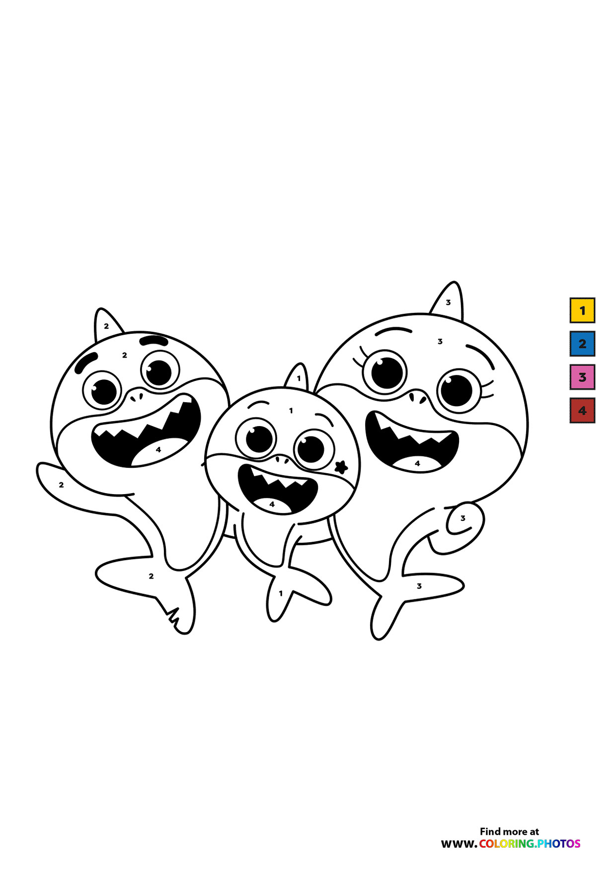 Baby shark color by numbers