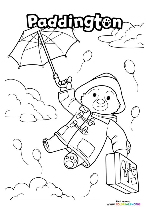 Paddington with Umbrella in the Clouds