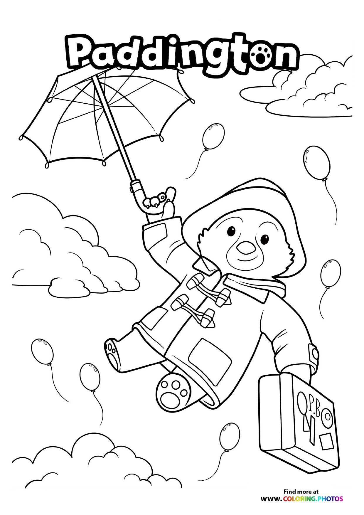 Paddington with Umbrella in the Clouds