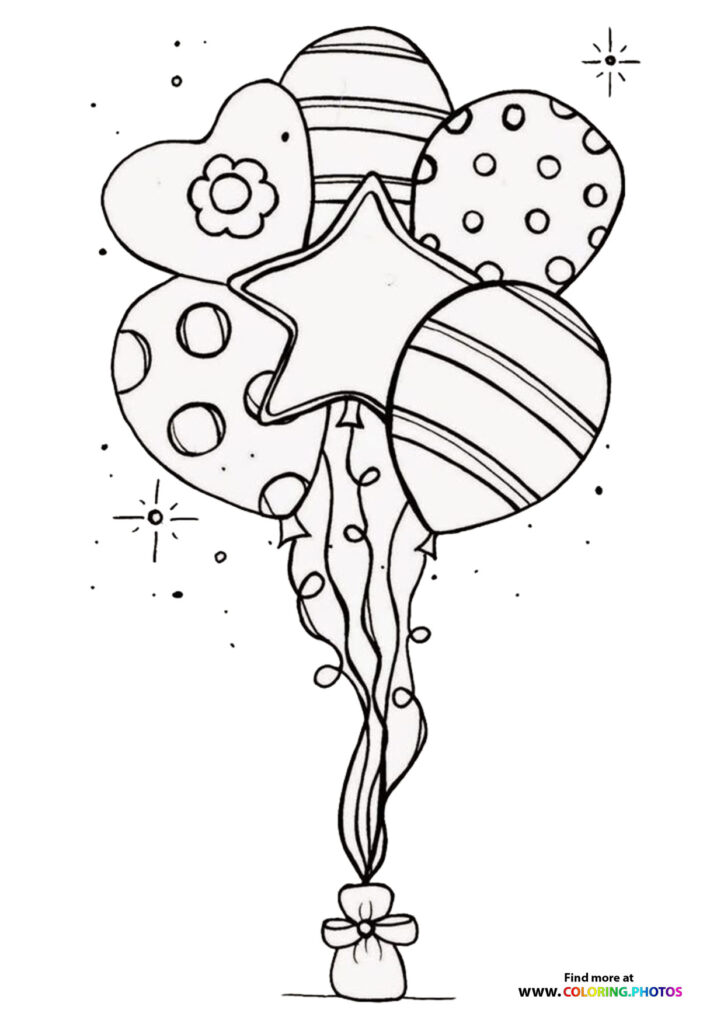 Shiny birthday ballons coloring page
