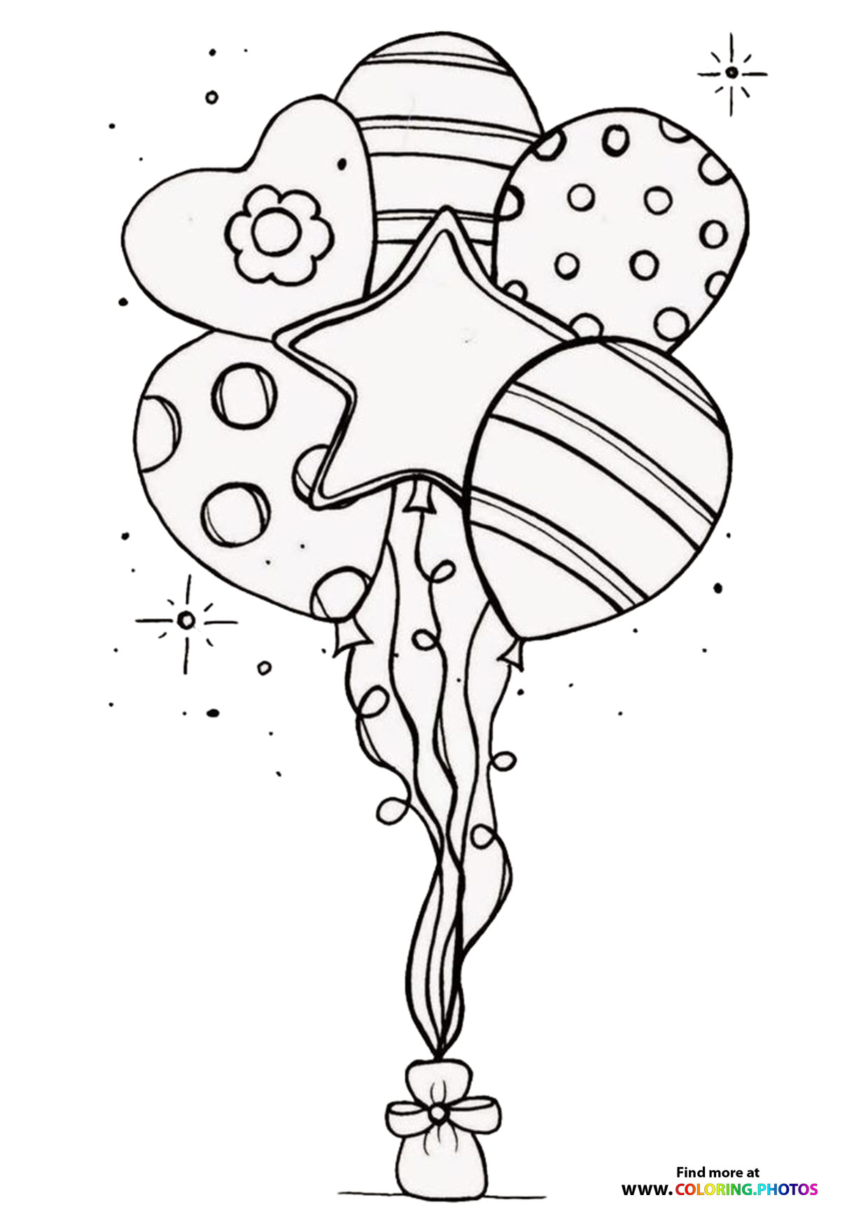 Shiny birthday ballons coloring page