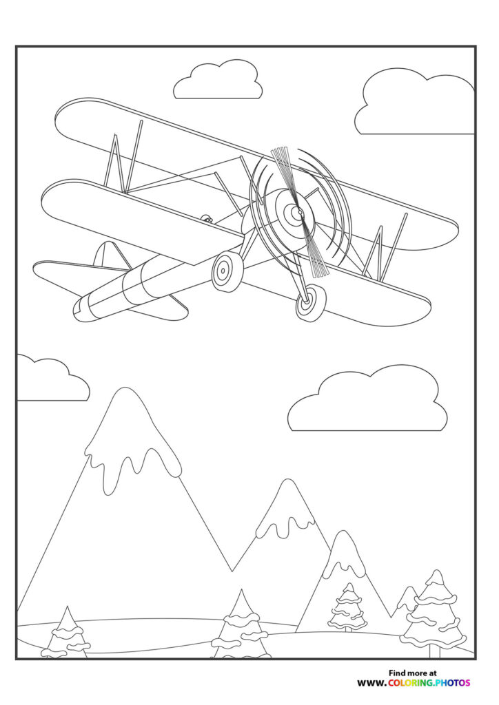 Biplane flying