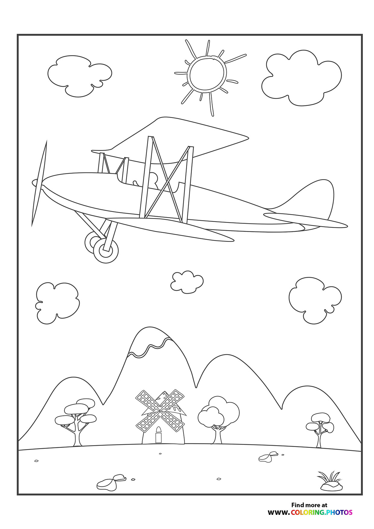 Biplane over the meadow