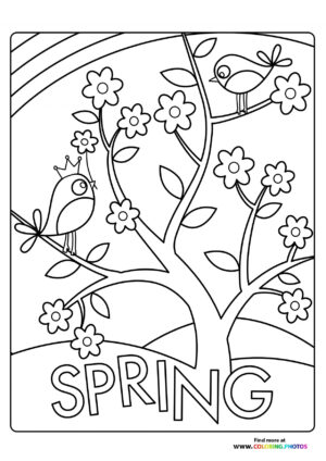 Bird on a tree in spring