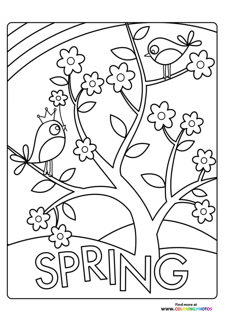 Bird on a tree in spring