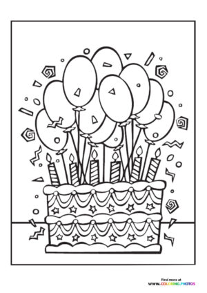 Birthday Cake with Balloons