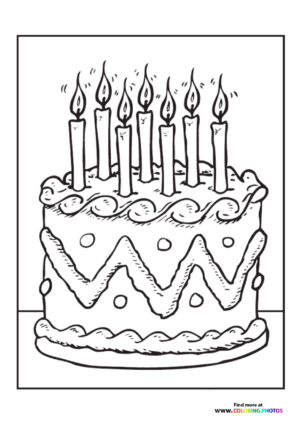 Birthday Cake with Seven Lit Candles
