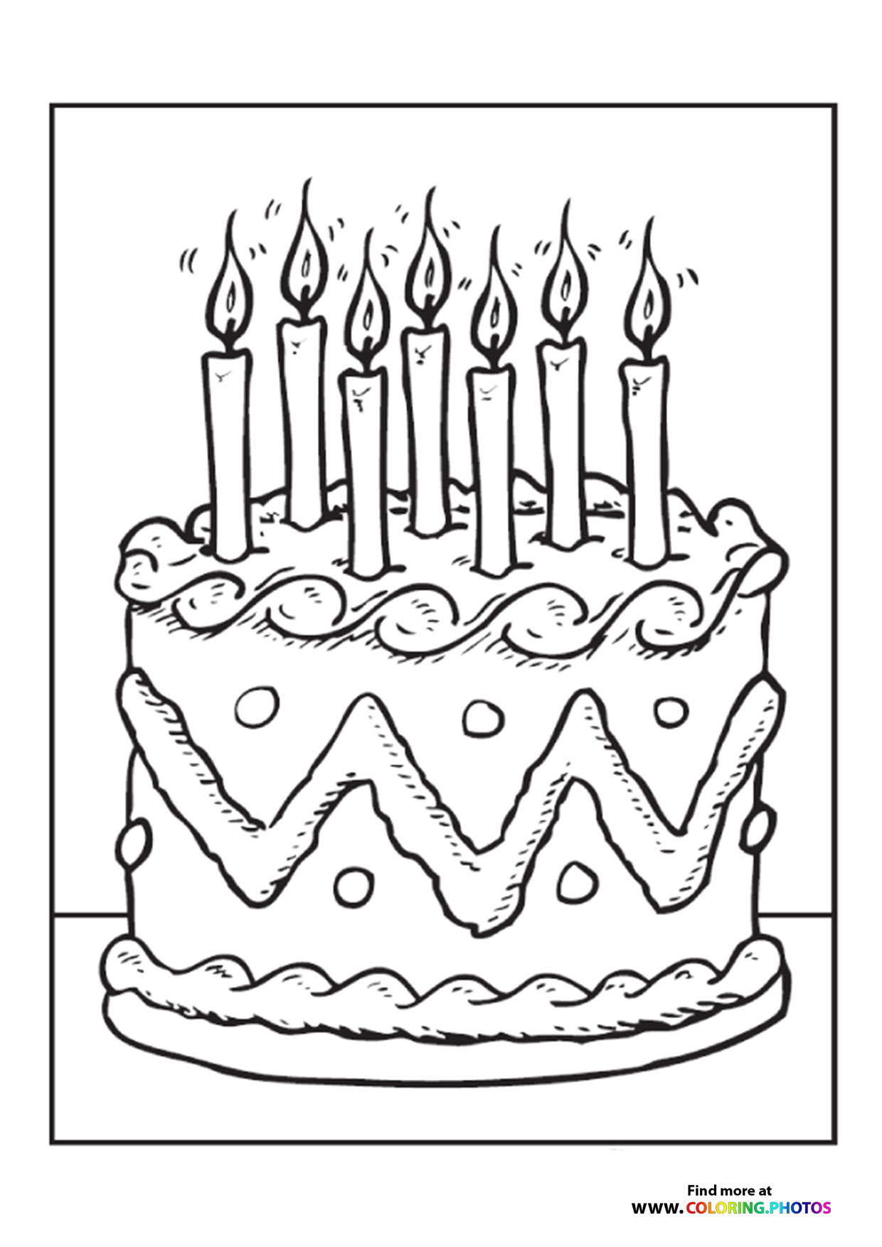 Birthday cake with candles coloring page
