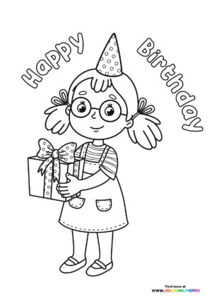 Happy Birthday Girl with Gift