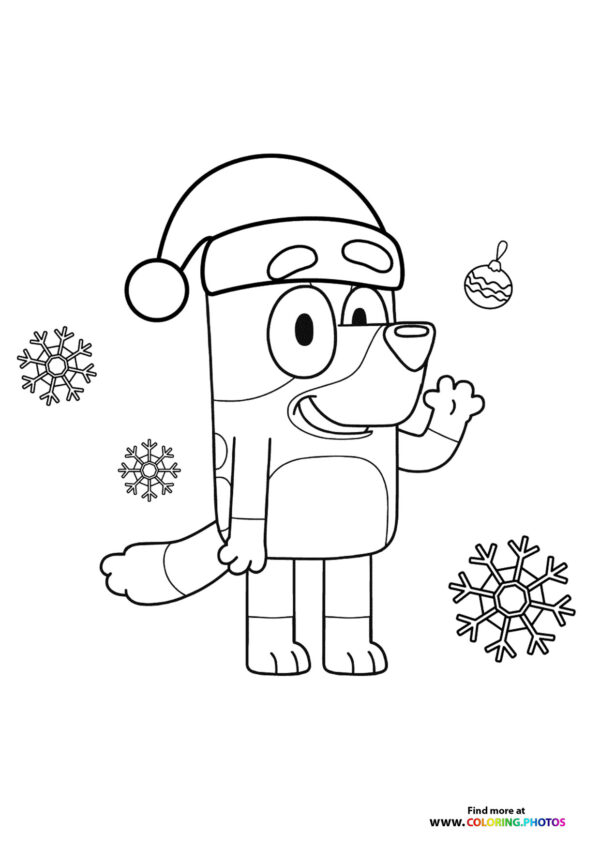 Bluey on Christmas Day coloring page
