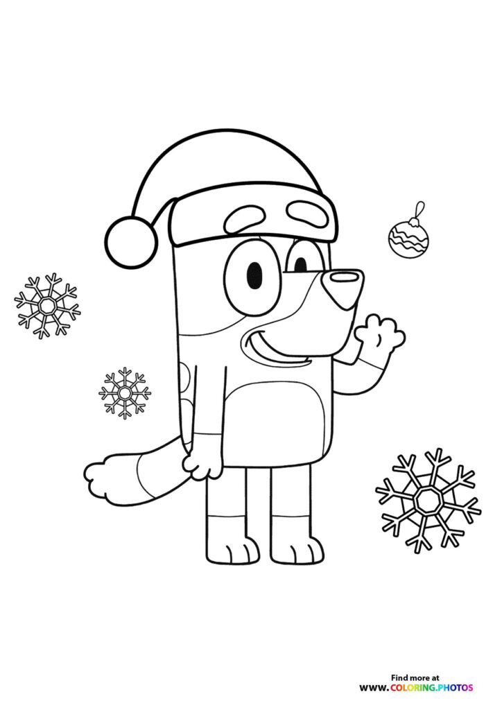 Bluey on Christmas Day coloring page