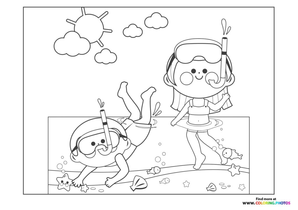 Boy and girl diving