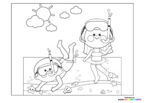 Boy and girl diving
