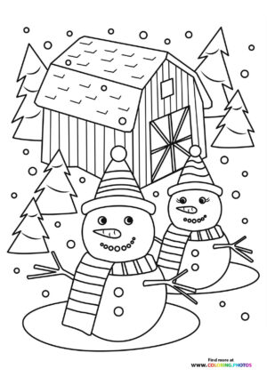 Boy and girl snowman