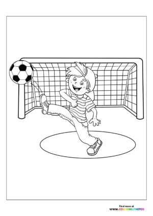 Boy in soccer goal