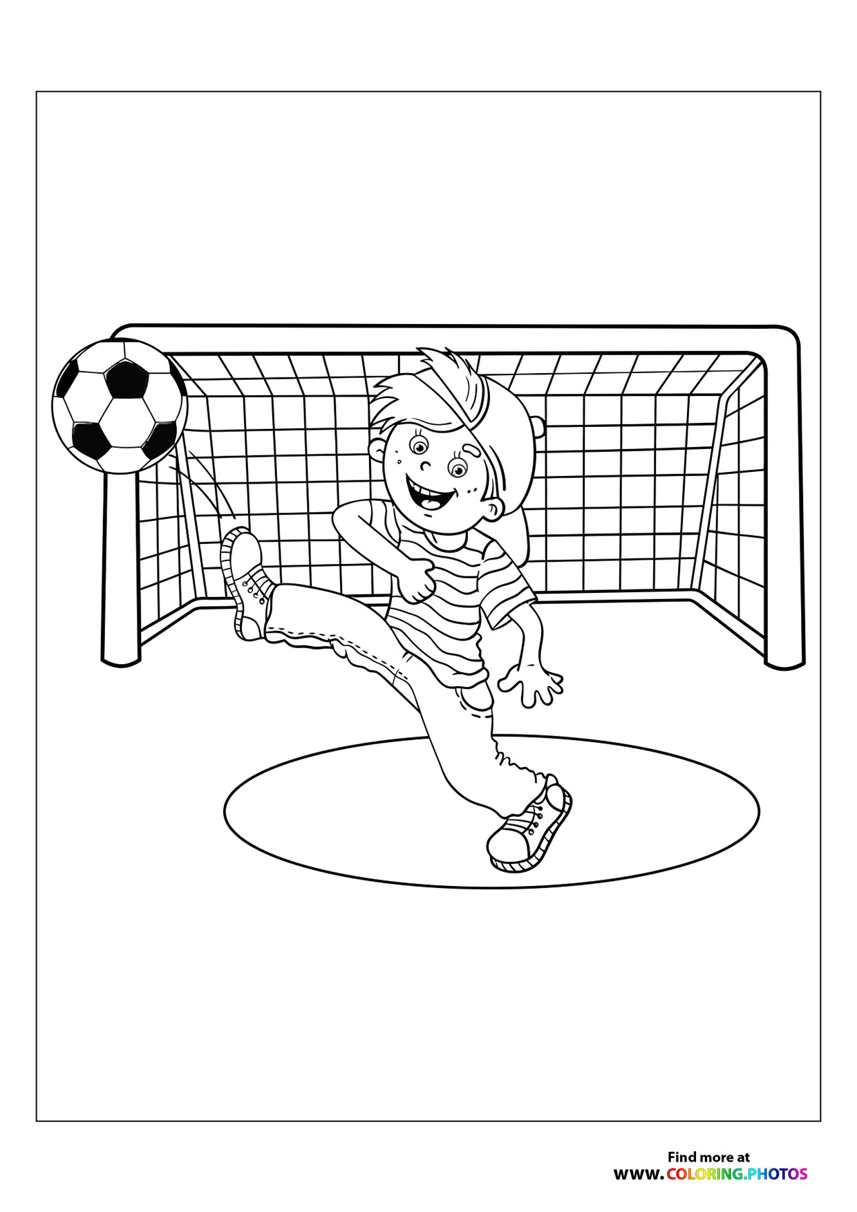 Boy in soccer goal