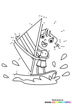 Boy sailing dot the dots