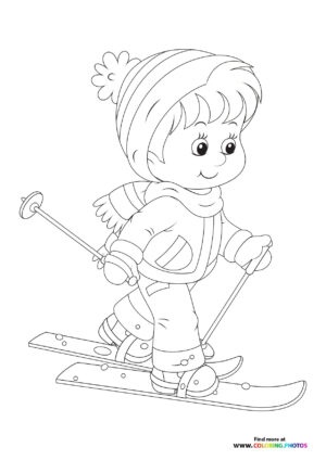 Cute boy skiing