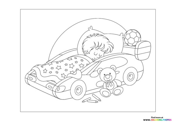 Boy sleeping with football
