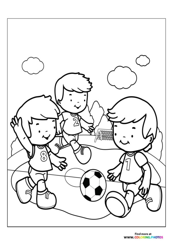 Boys playing soccer