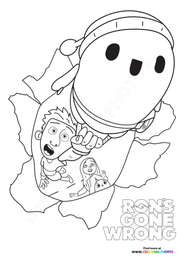 Ron's Gone Wrong flaying coloring page